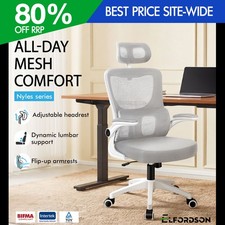ELFORDSON Mesh Office Chair Ergonomic Headrest Swivel Tilt Gas Lift Desk Gaming