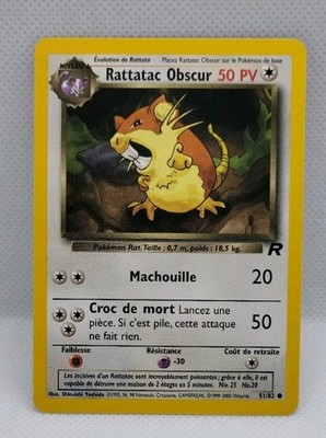 Pokemon Card Rattatac Obscur 51/82 Team Rocket ED2 Wizards 2001 FR NEAR MINT