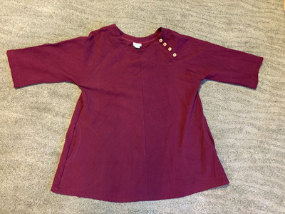 Deva by Cammy Women's Garnet Pure Cotton 3/4 Sleeve Tunic Small Lagenlook USA