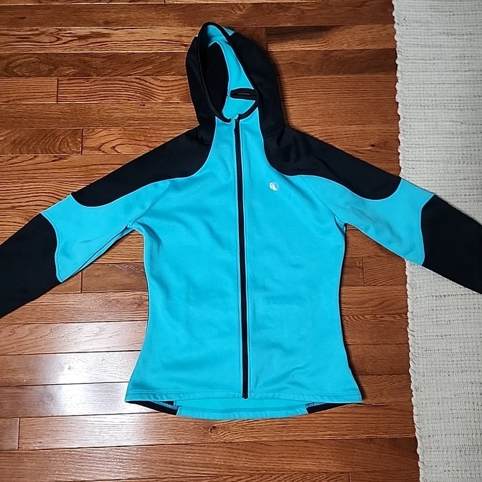Pearl Izumi Elite Themal Cycling Jacket Hoodie S Turquoise Blue Full Zip Pockets - Image 2 of 4