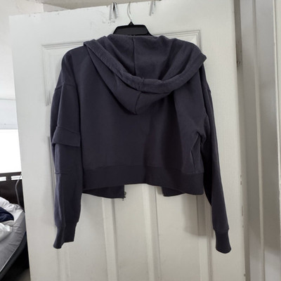Wild Fable Women s Gray Full Zip Cropped Fleece Hoodie w/ Pockets XS