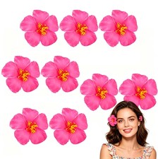 10 PCS Artificial Hibiscus Flower Pink Hawaiian Tropical Floral Head DIY