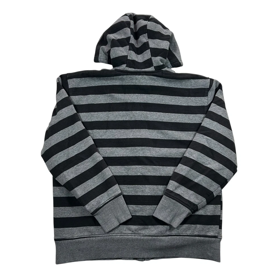 Sudadera con Capucha y2k Hurley Cremallera Completa Talla Mediana Negra y Gris Rayas Skate Surf Foto 2 de 4