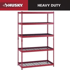 5-Shelf Metal Heavy-Duty Adjustable Garage Storage Shelving Unit in Red (48 I...