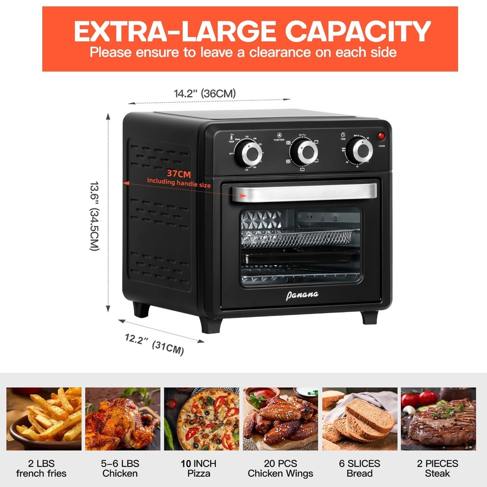 6-in-1 Air Fryer Toaster Oven Combo with 1400W Convection Cooking 6-in-1 Air Fryer Toaster Oven Combo with 1400W Convection Cooking
