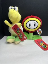 Lot Of 2 2023 Super Mario Koopa Troopa & Power Flower Plush Good Stuff Basic Fun