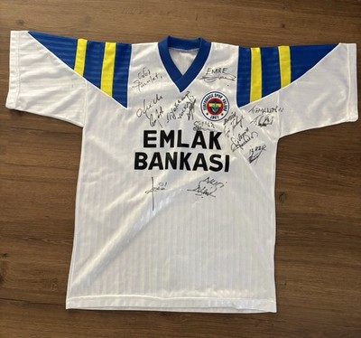 Retro signiertes Fenerbahçe-Istanbul-Trikot aus der Emlak-Bankası-Ära, 1990/91