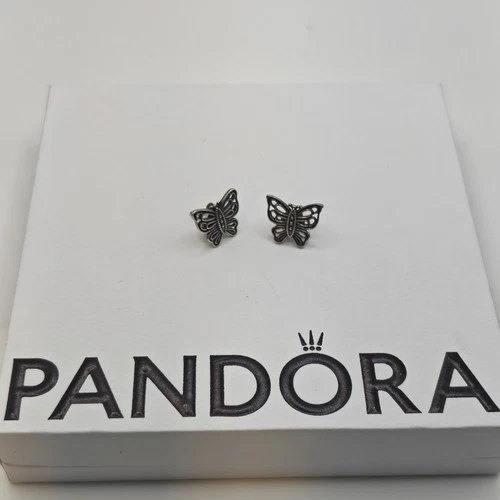 Genuine Pandora Earrings Vintage Butterfly Love Takes Flight Stud ALE 925 290547