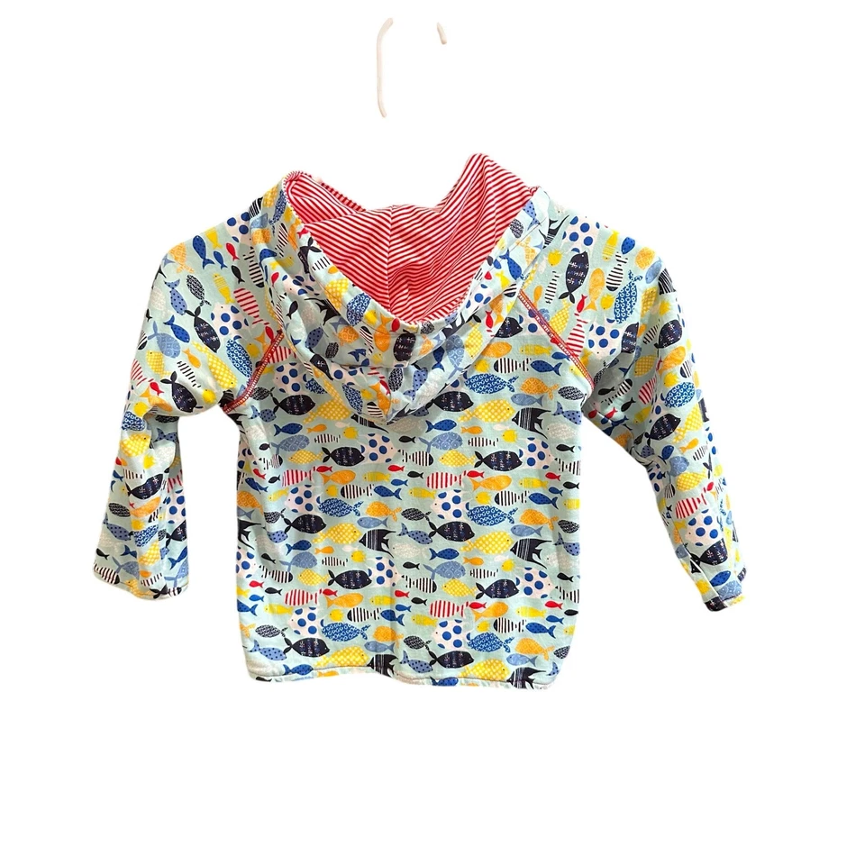 Chaqueta Zutano Unisex Reversible Rayas/Peces Cremallera, Usada en Excelente Condición, Talla 4T (4C) Foto 4 de 4