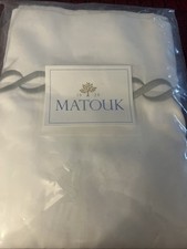 Matouk Standard Pillowcases TWO Classic Chain White Silver Cotton 350 tc New