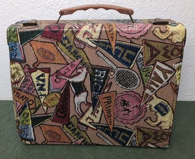Vintage 1950s Alba Stockings Hosiery Case With College Flags MCM Retro 