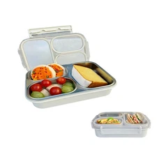 Bento Box Lunch Box Stainless Steel Food Container with 3 Compartments is Sealed
