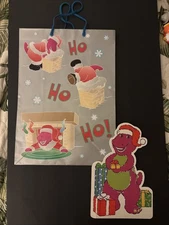 Vintage 2000 Pre-Owned Barney Christmas Gift Bag and Card