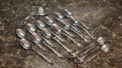 Vintage Easterling Valhalla Stainless Flatware Japan 17 Piece Spoon Lot