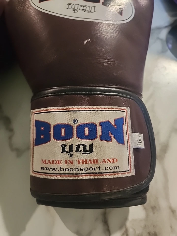 Boon Sport Muay Thai Boxing BGV 16oz Maroon Black - Image 4 of 4