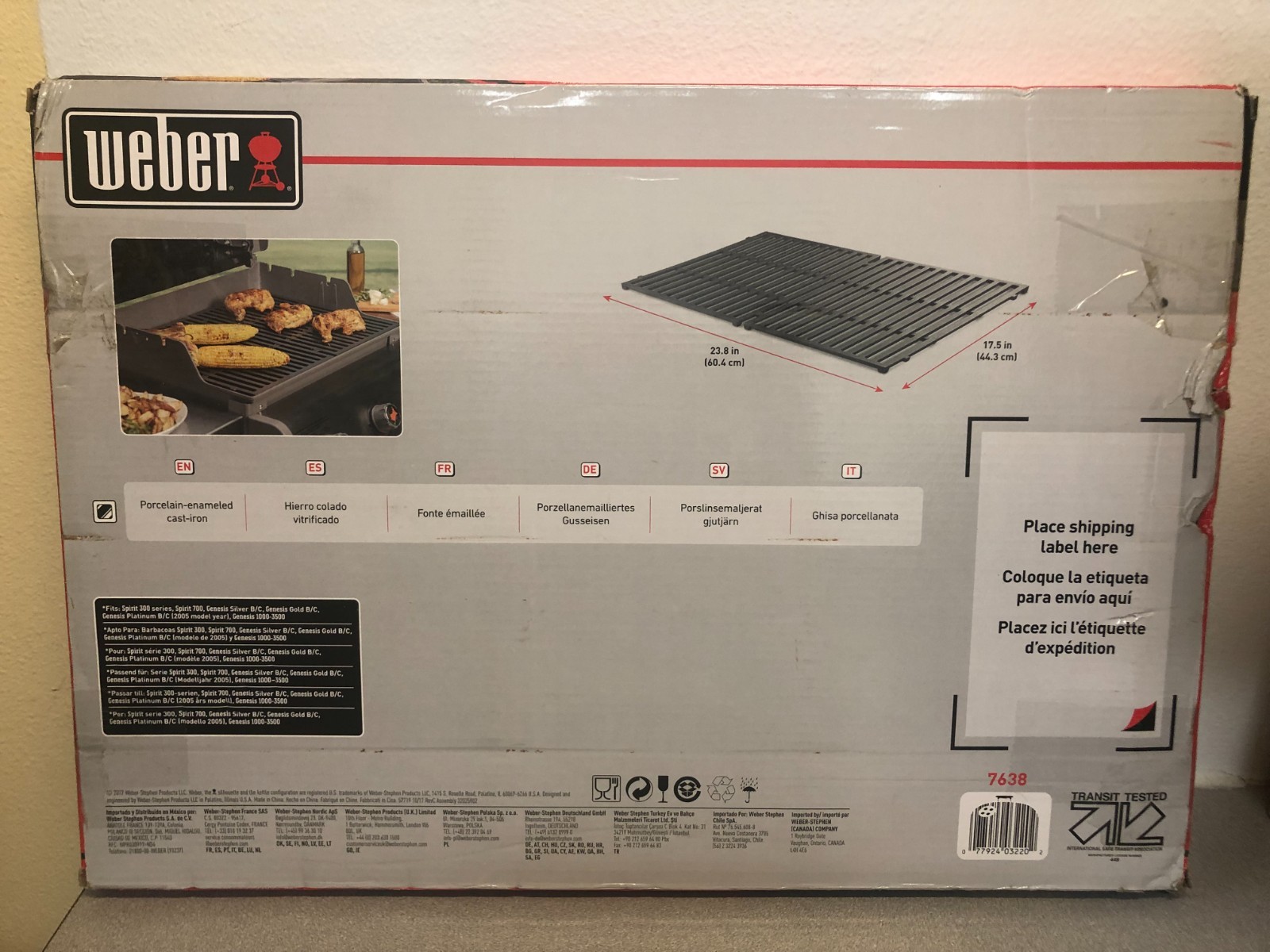 Weber 7638 Spirit 300 Series Grill Grate 17.5 in. L X 11.9 in. W