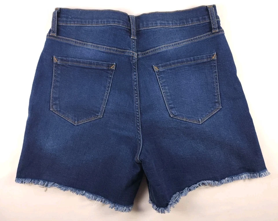 Pantalones cortos de mezclilla midi de tiro alto ANA para mujer talla 10 botón mosca borde deshilachado $37 a.n.a Foto 2 de 4