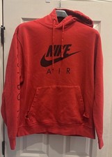 Nike Red Hoodie Mens Large Nike Air Center Logo  Just Do It On Sleeves