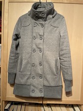 Warm gefütterte Sweatjacke grau Knopfleiste ...