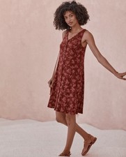 Garnet Hill Burgundy Floral Button Front Knit Tank Dress Effortless Cottagecore