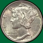 1939 Mercury Dime Choice Almost Uncirculated AU+/UNC Coin #39664