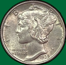 1939 Mercury Dime Choice Almost Uncirculated AU+/UNC Coin #39664