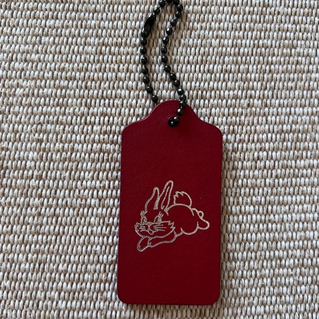 Coach White Rabbit Candy Leather Bag Charm