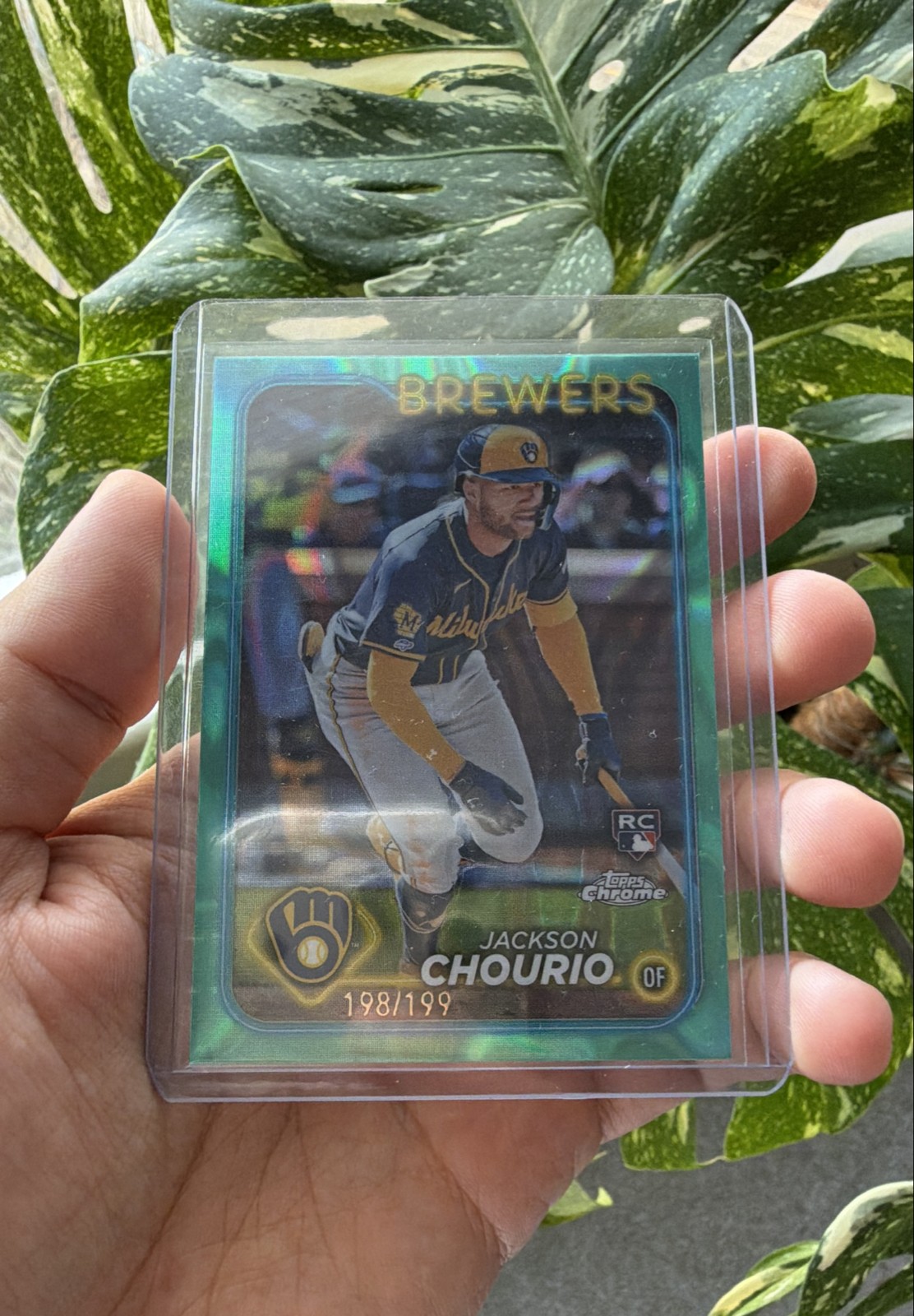 2024 Topps Chrome - Jackson Chourio #161 Aqua Refractor /199 (RC)