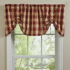 New Primitive Farmhouse Country TAN RED CHECK VALANCE Window Topper Curtain