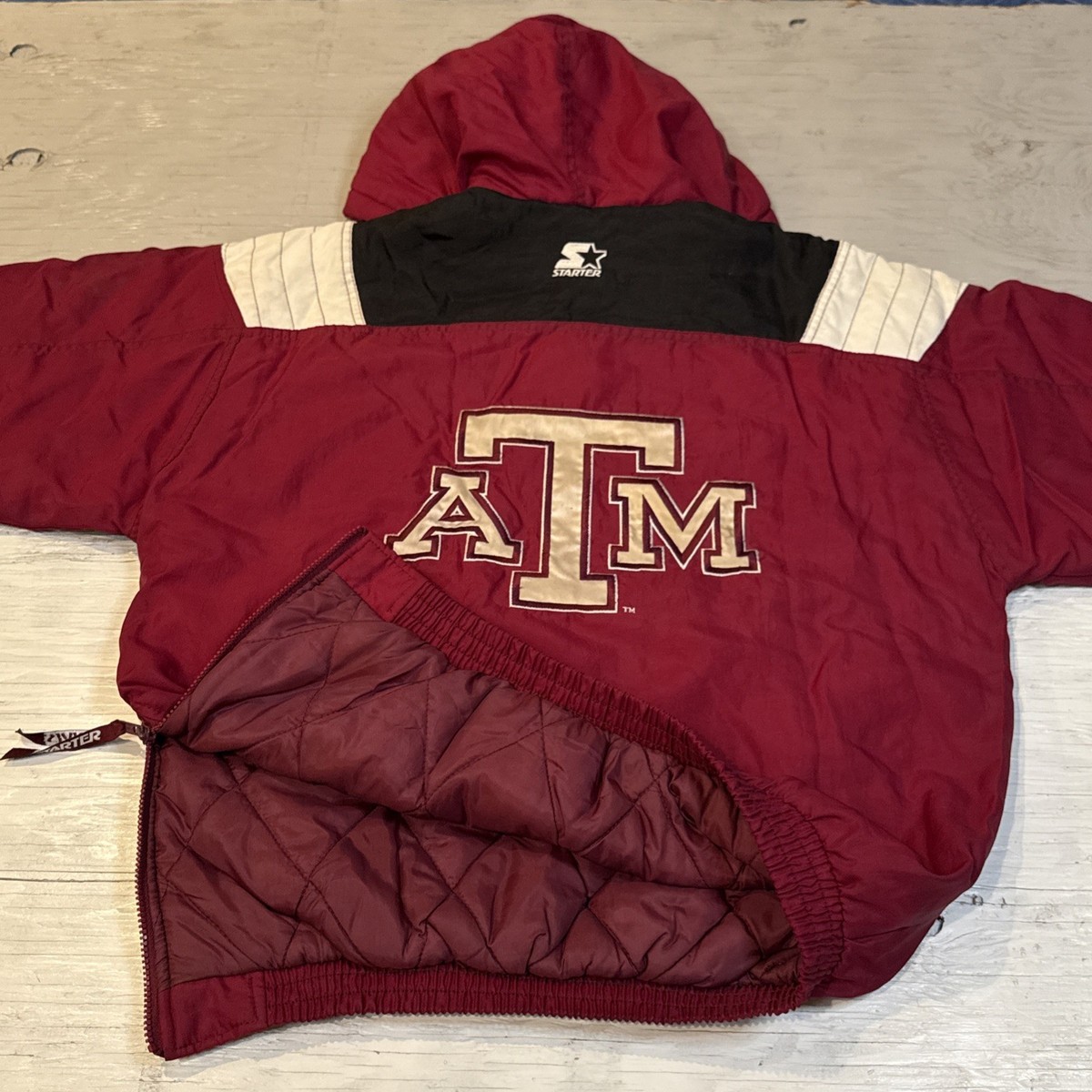 Vintage 90s NCAA Starter Texas A&M Aggies Pullover 1/2 Zip Hooded