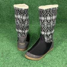 Smartwool Over Easy Slippers Womens 7 Black Grey Blue Gum Rubber Outsole Pull On