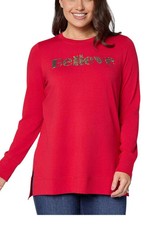 Jingle Belles by Kim Gravel TripleLuxe Golden Greetings Top Red