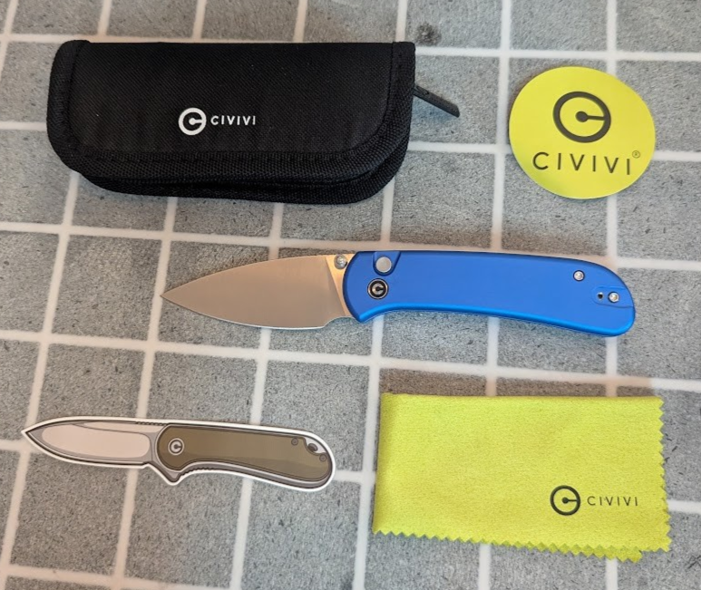 Civivi Qubit Lock 3 Inch 14C28N Blue Aluminum Pocket Folding Knife New