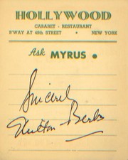 MILTON BERLE - AUTOGRAPH SENTIMENT SIGNED