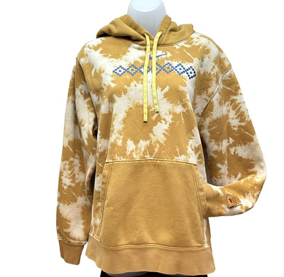 Nike N7 Hoodie Mens Large Yellow Tie Dye Fleece Pullover DO5071-790 Sweatshirt
