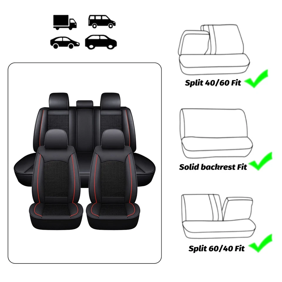 For Nissan Juke 2011-2017 Leather 5-Seat Covers Full Set Front Rear Protector - Imagem 3 de 4