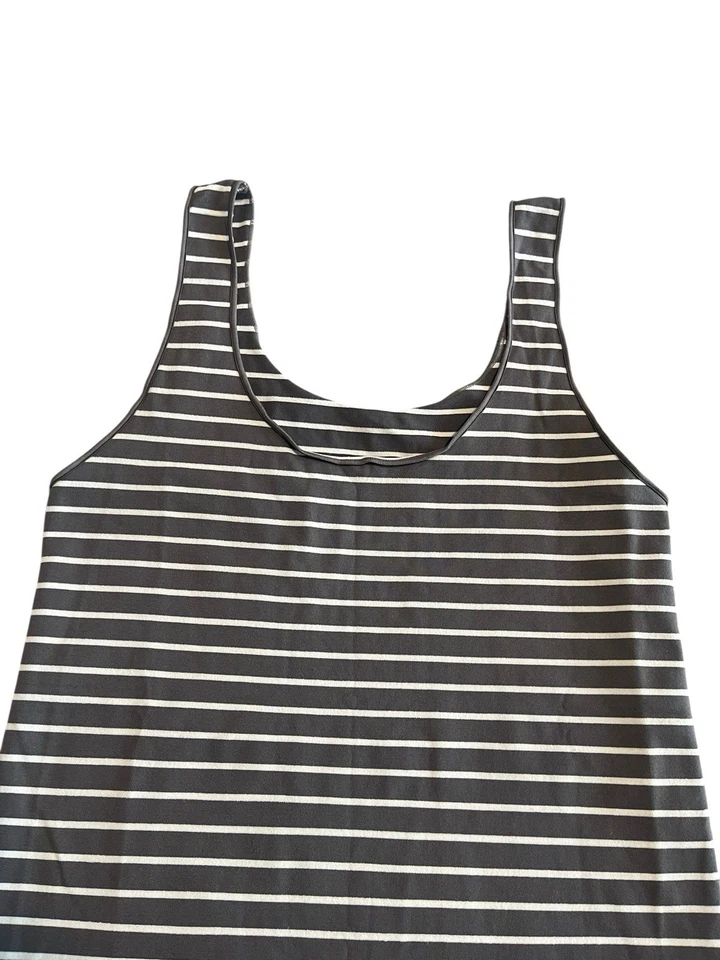 Shimera Tank Top Womens Size M Beige White Striped Sleeveless Activewear Shirt - Image 2 of 4