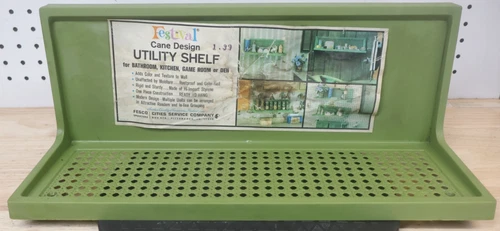 Nice Vintage Rare New NOS FESCO Avocado Green Cane Design Plastic Utility Shelf