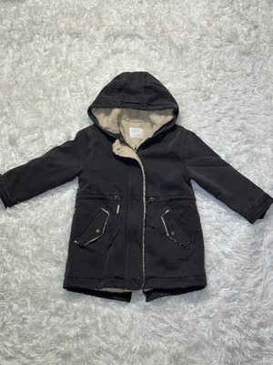 ZARA Unisex Kids Size 7 Gray Denim Hoodie Coat
