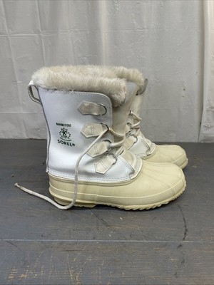 Sorel Kaufman Canada Manitou Winter Warm Snow Insulated Boots Womens 8 White