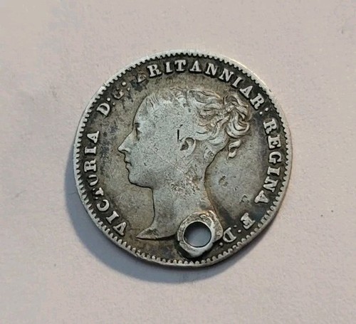 1843 Great Britain 3 Pence Queen Victoria Silver Coin Minted For Colonial Issue