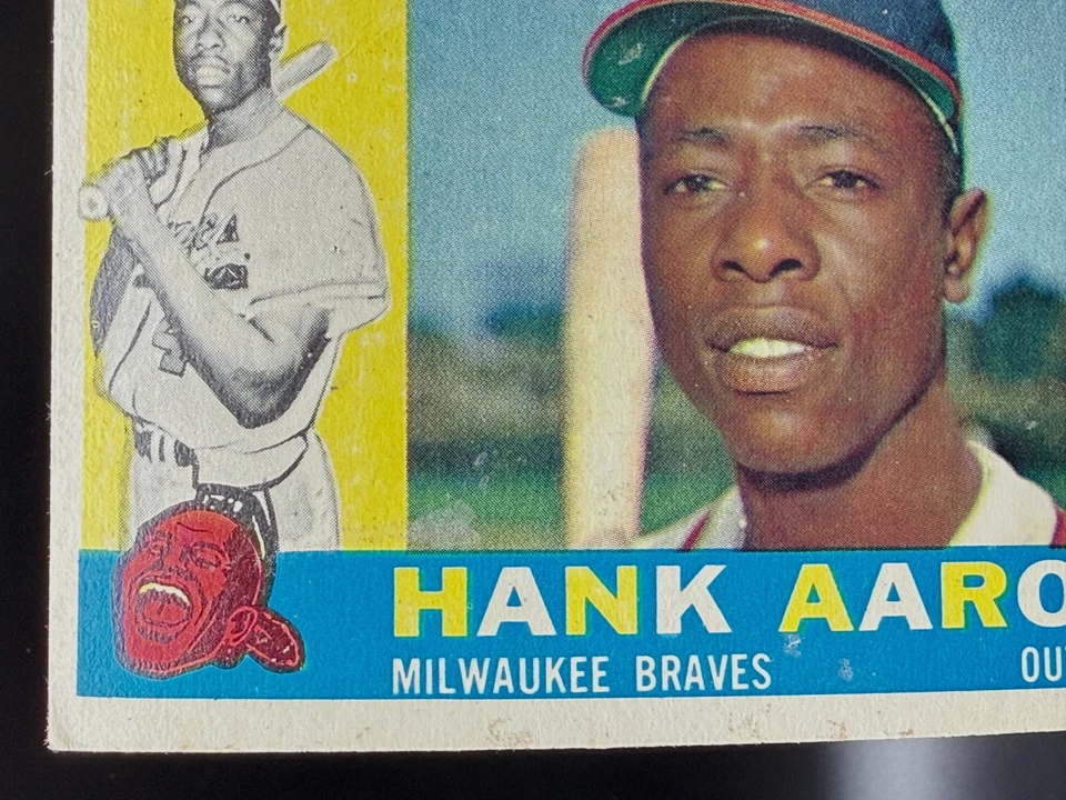 Винтажная бейсбольная карточка 1960 Topps No300 Hank Aaron HOF - Изображение 2 из 4