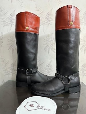 Handmade Officer Style Red&Black  Boot With Leather Sole. Horse Riding Boots