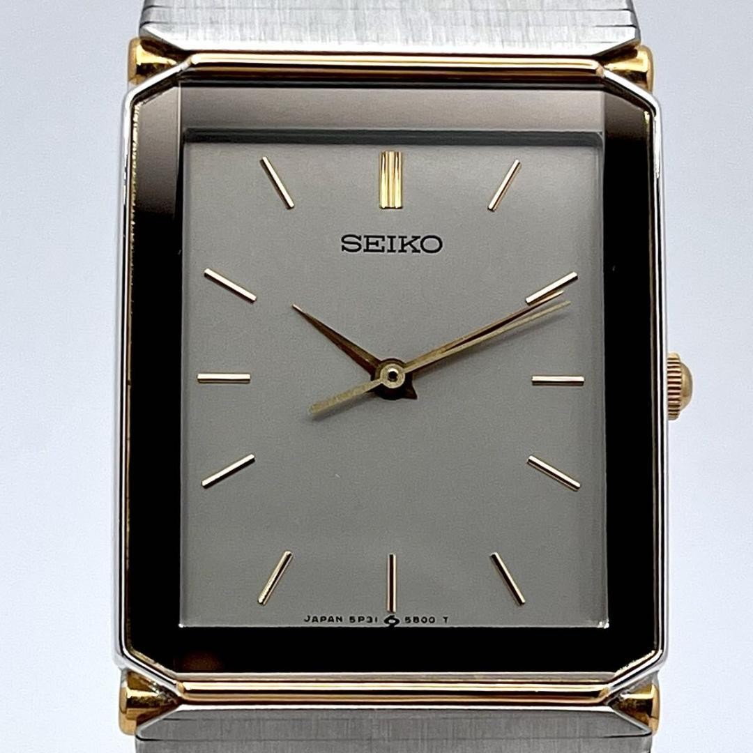 SEIKO 5P31-5A80 Men's Quartz Square Watch Working | eBay