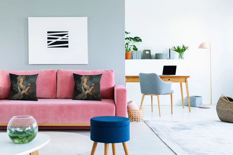 Marie Antoinette in Blue European Throw Cushion Cover Home Decor Pillow 18x18 in - Image 3 of 4