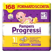 Pampers Progressi Newborn Taglia 1 (2-5 kg) 168 Pannolini Neonato