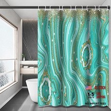 Turquoise Marble Shower Curtain 60x72 Inch Abstract 60"W x 72"L Pack of 1