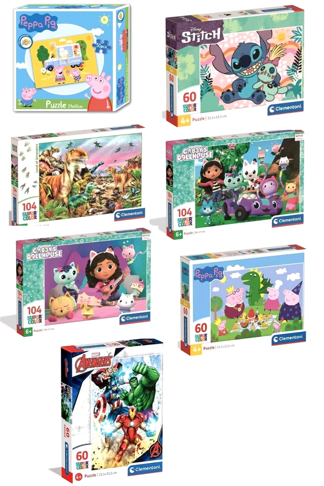 Marvel Avengers Peppa Pig Disney Stitch Kinderpuzzle 50,60,104 Teile Clementoni - Bild 1 von 1