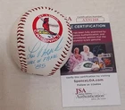 LOU BROCK Autographed Signed Cardinals Logo Baseball JSA Hall Fame Inscription