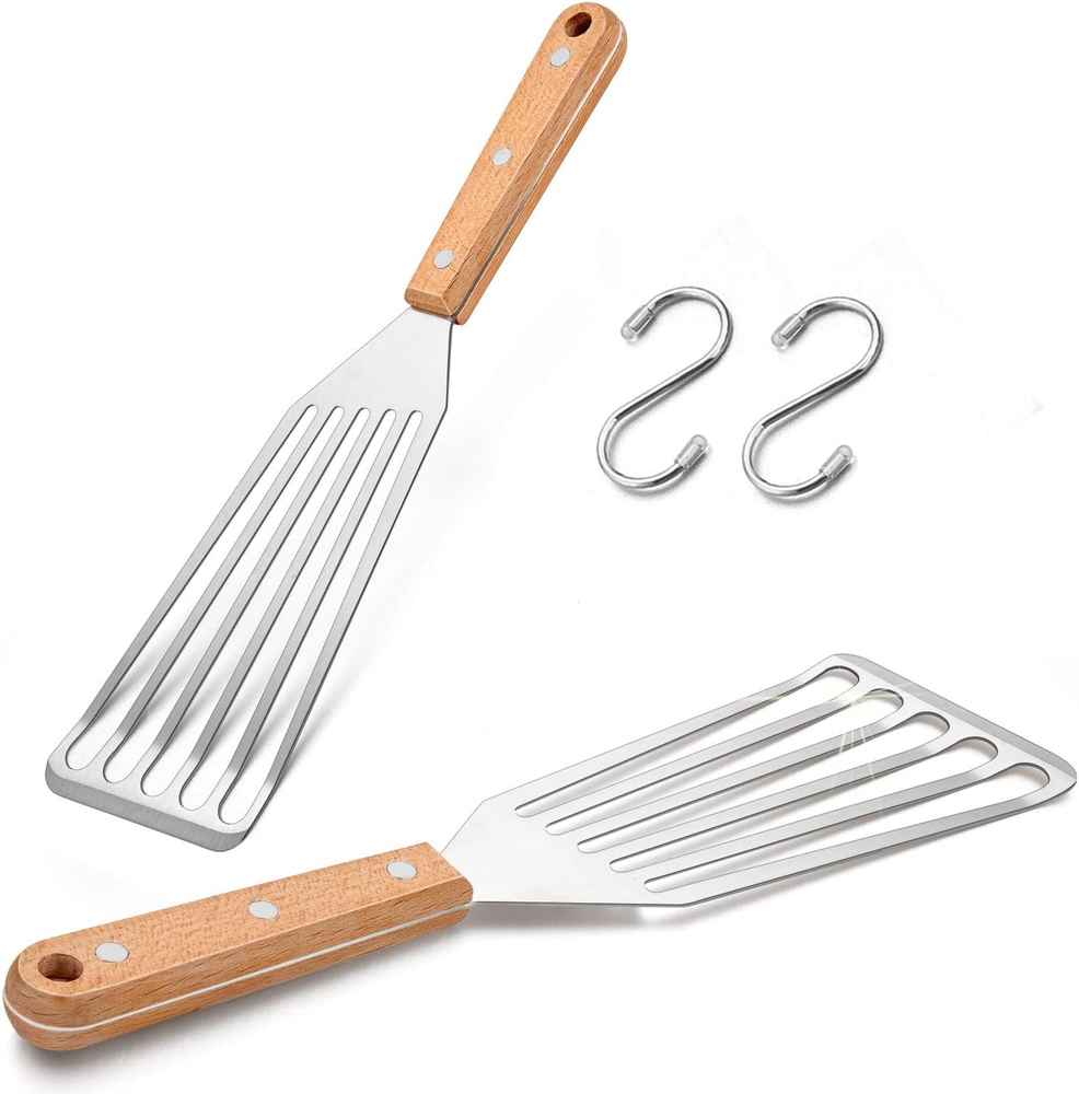 Fish Spatula Turner Set of 2,  Stainless Steel Slotted Fish Turner, Kitch